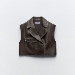 Zara Faux Leather Vest - Cropped
